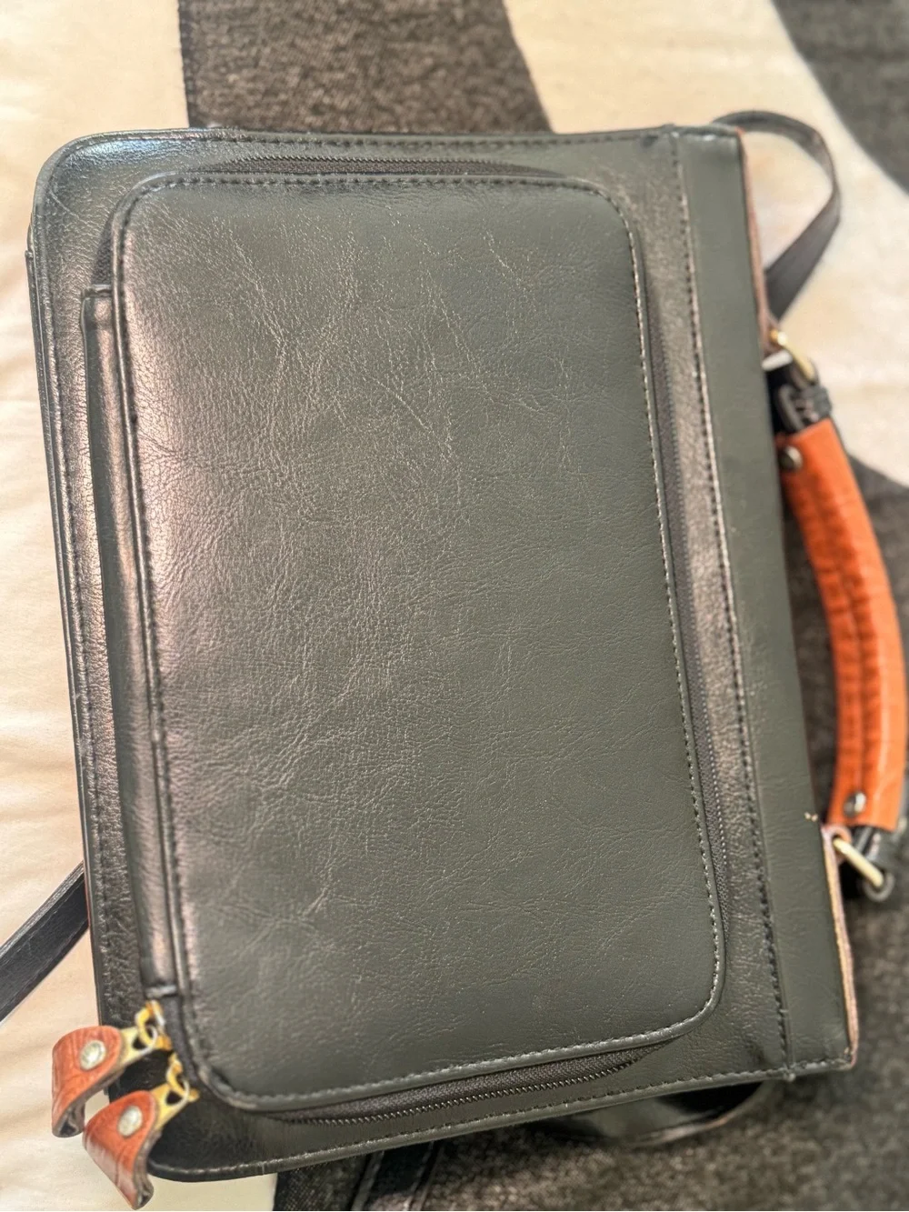 Bellerose Two-Tone Black & Brown Leather Briefcase